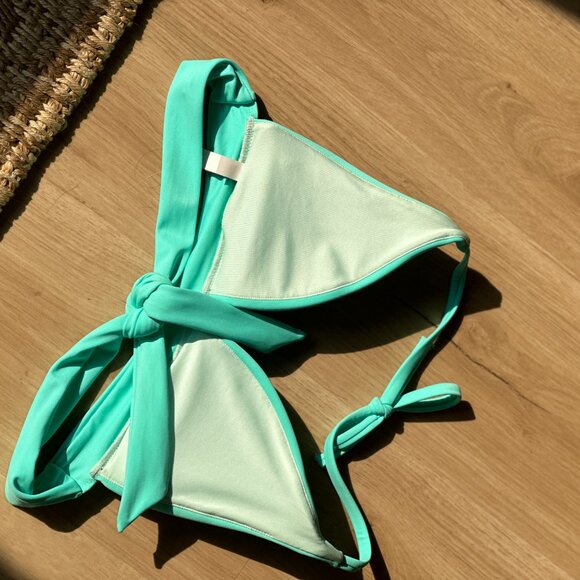 *Victoria’s Secret Turquoise Plunge Halter Bikini Top - Picture 3 of 6
